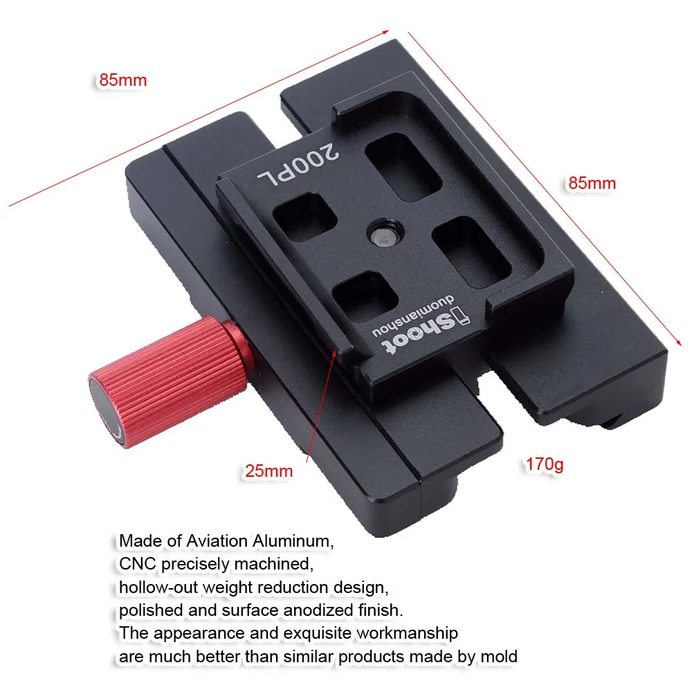 iShoot Tripod Head Clamp Adapter Quick Release Plate Converter Suitable for Converting Arca-Swiss QR Plate to Manfrotto RC2