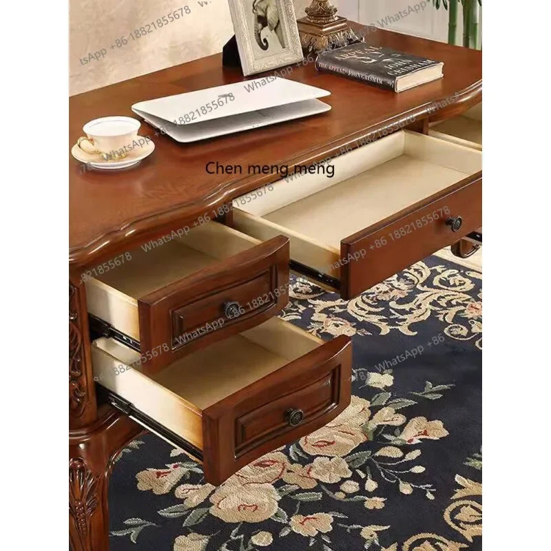 A139 مكتب وكرسي من الخشب الصلب الأمريكي بالكامل، مكتب كمبيوتر مكتبي لغرفة النوم وغرفة الدراسة المنزلية الأوروبية #4