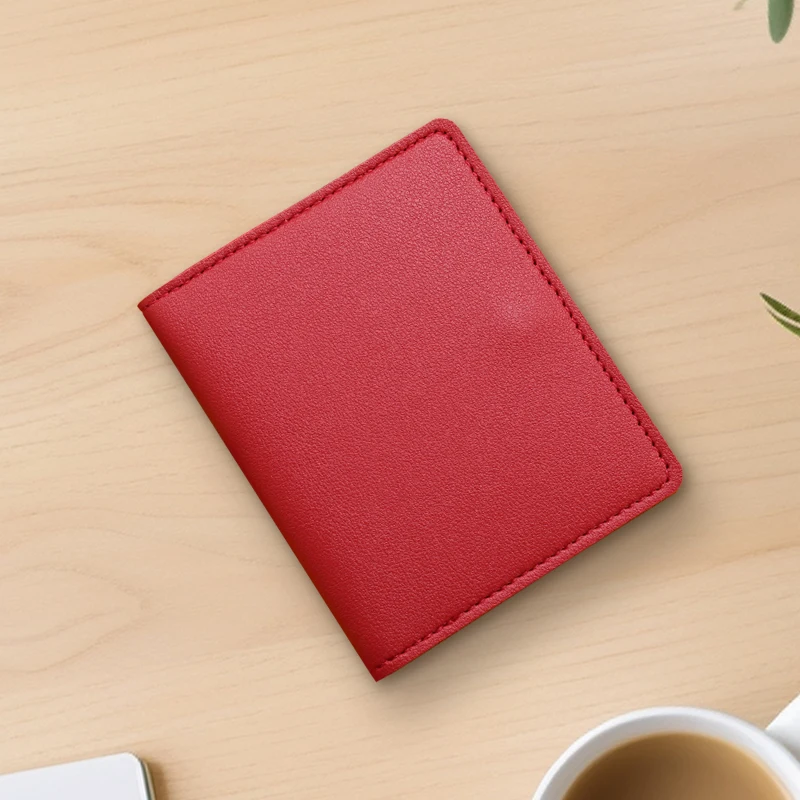 女性用人工皮革カードバッグ,超薄型,複数のスロット,レジャー用,クレジットカード用,無地,シンプル