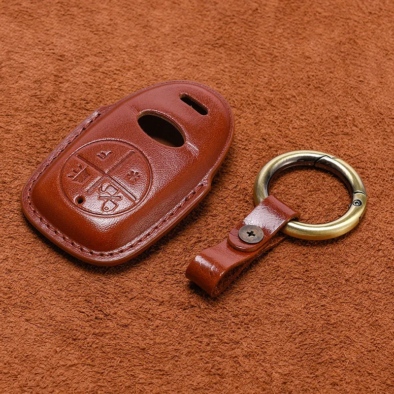 Handmade Genuine Cowhide Leather Smart Key Fob Cover Fit For Vespa GTS300 2026 Motorcycle Remote Key Case Vintage view 4