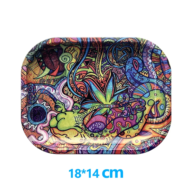 18*14cm Dry Herb Cigar Tray Lighter Ash Storage Ashtray Metal Ashtray Rolling Plate Houseware