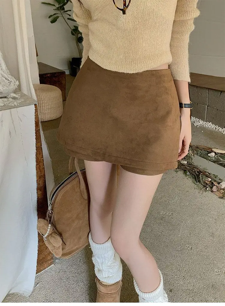 Spice Girl Culottes Skirt Women 2026 Autumn and Winter New Split-ended A-word Skort Low Waist Hip Skirt