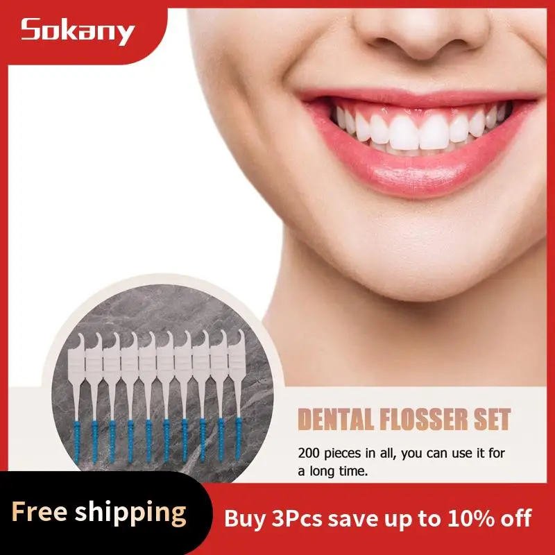 HIM-200Pcs/Box Soft Silicone  Floss Interdental Brush Disposable Teeth Stick Toothpicks Floss Tooth Pick Oral Care Brush C
