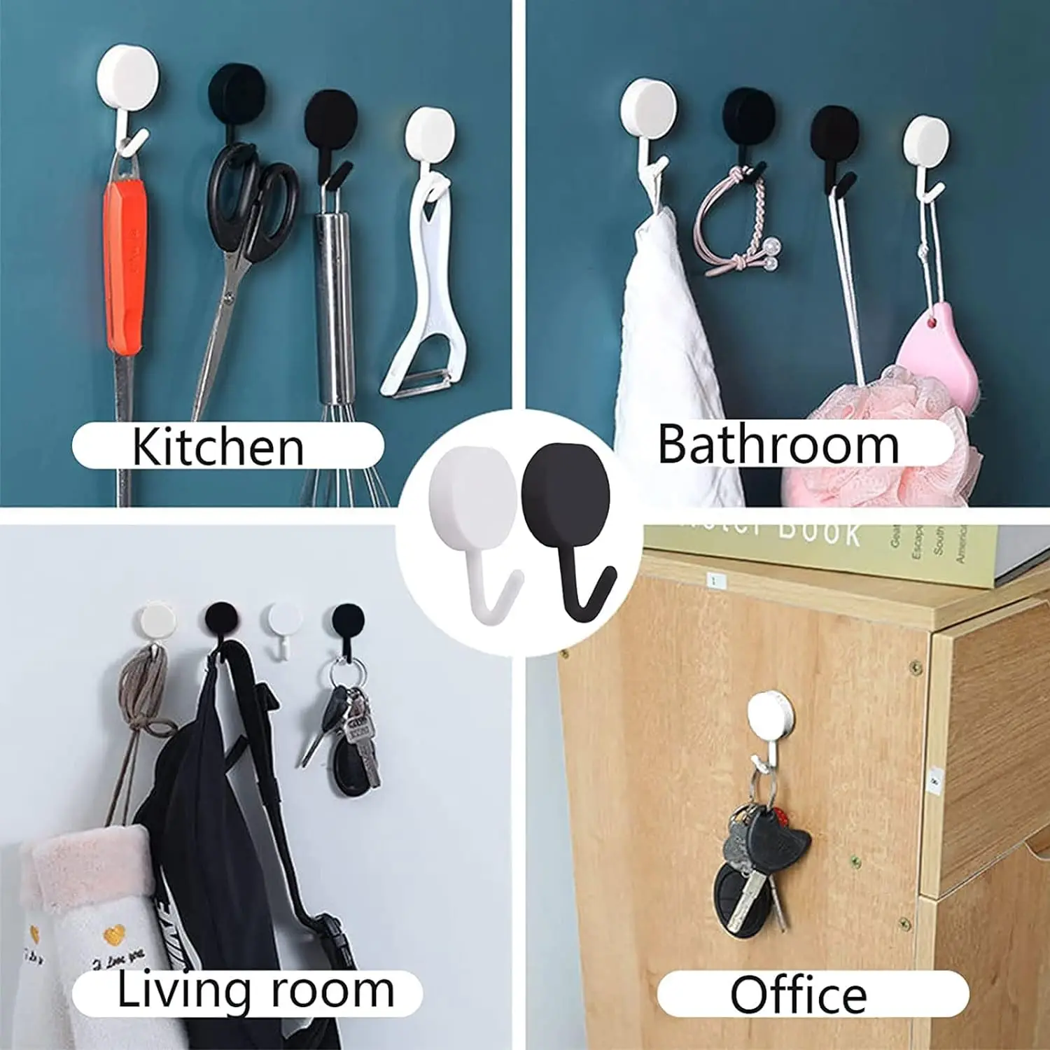 10Pcs Wall Hooks for Hanging Self Adhesive Multi-Purpose Hangers Removable Holder for Office Bathroom Kitchen Without Nails