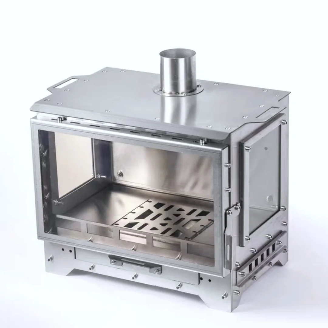 موقد خشبي للتخييم من SmiloDon، مدفأة بدون دخاني 430SS، سخان خيمة محمول، موقد نعل رؤية زجاجية، موقد حرق ثانوي