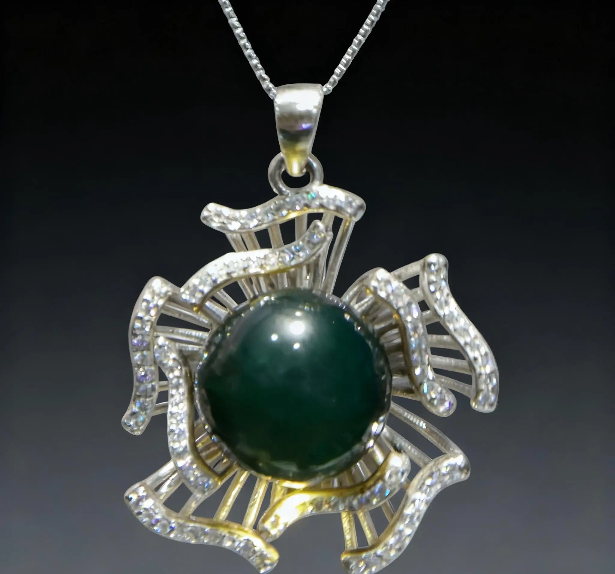 Natural Mexican Blue Amber Pendant 13mm Sunburst Sterling Silver Pendant Openwork Necklace for Women Jewelry Gift