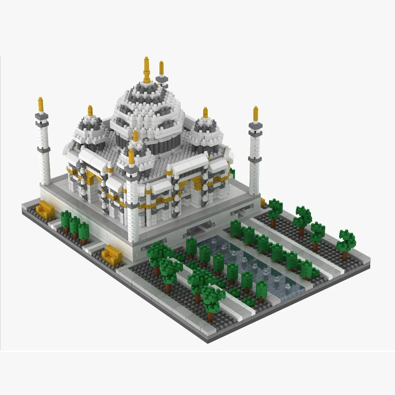 KNEW BUILT Indian Taj Mahal 3D Model Kits Toys Micro Mini Building Blocks for Adults Construction Set Bricks Decorations of Girl