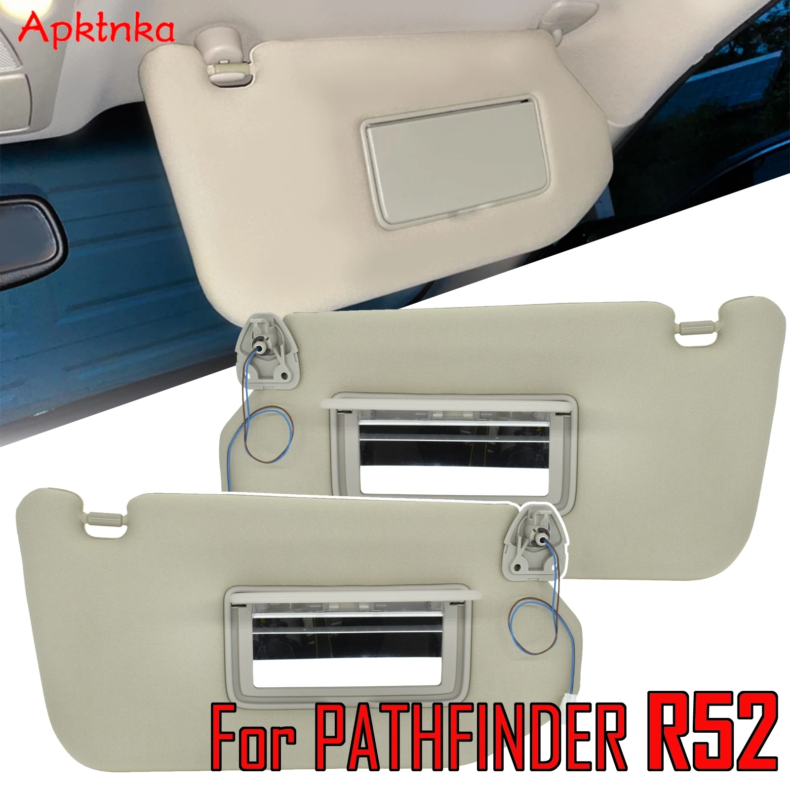 Car Sun Visor For Nissan Pathfinder 2013 - 2018 Infiniti QX60 2014 -2017 JX35 Beige Left Right Driver Vanity Light Lamp Sunvisor