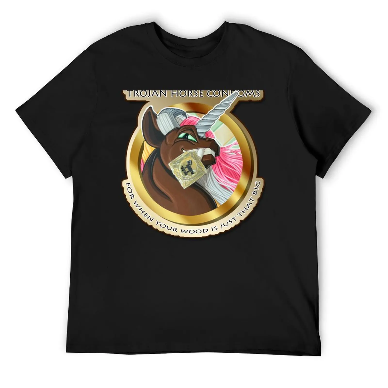

Trojan Horse Condoms T-Shirt vintage graphic tee sports fans tees plain black t shirts men