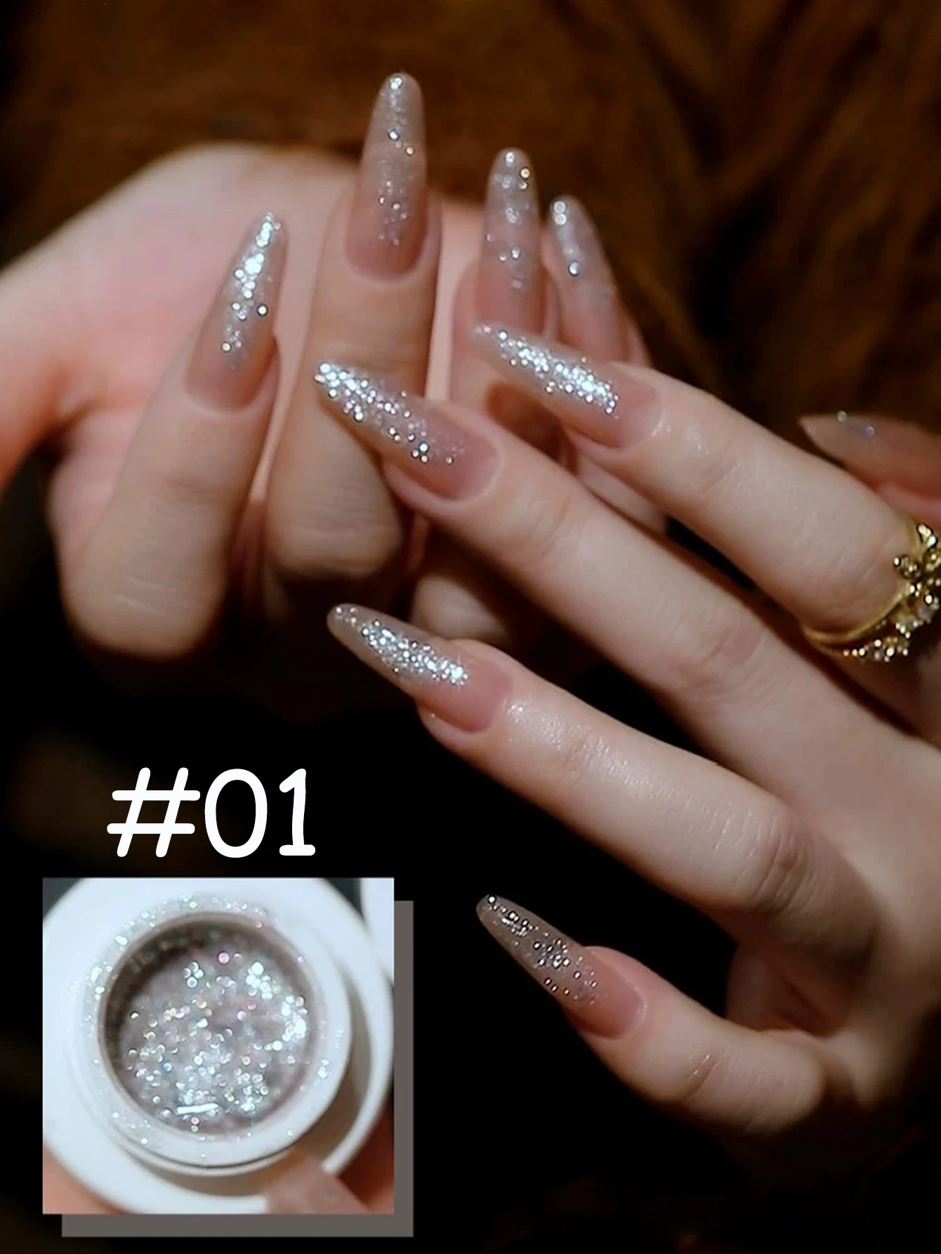 

1pcs WS Spring Summer Nails Super Flashing Pink Blue White Broken Diamond Gel Nail Polish 2025 New Style Popular White Colorful
