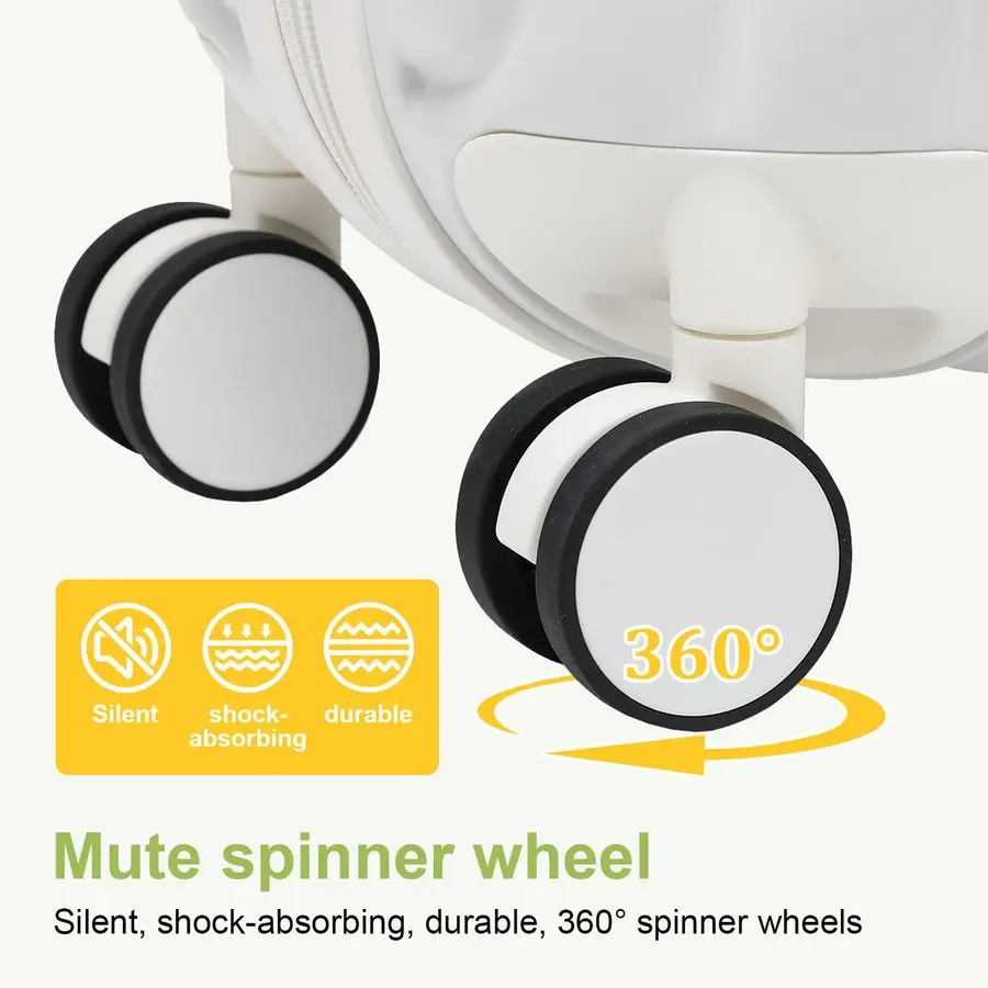 スピナーホイール付き、航空会社承認済みの荷物、ハードサイド20インチ機内持ち込みスーツケース、TSAロック付き2個セット、ホワイト