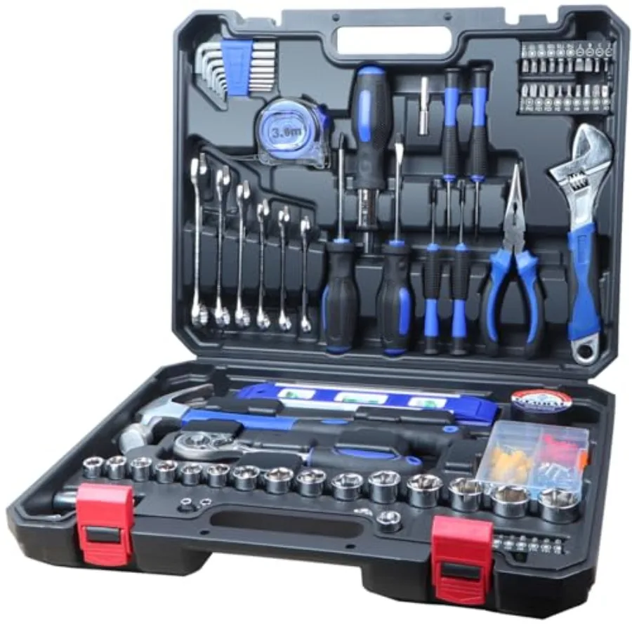 

146-Piece Metric Home Tool Kit with Portable Toolbox for Homeowner DIYer Handyman Household Hand Tool Set for Auto Repair Black