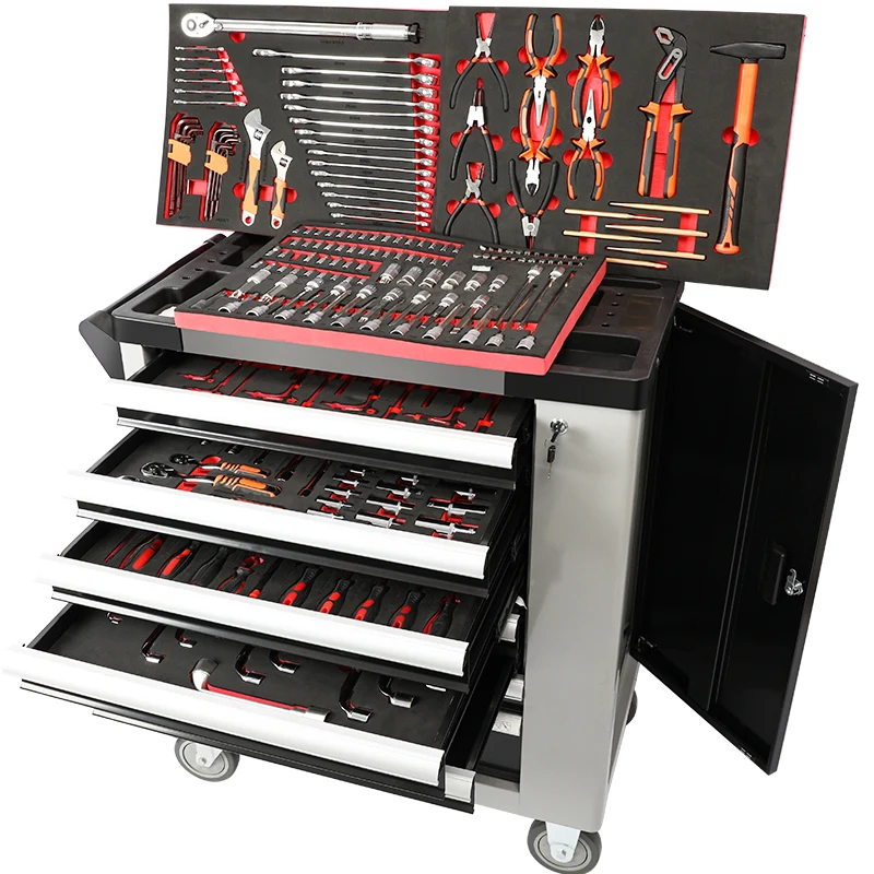 2024 7 Drawer Rolling Metal Tool Cabinet Trolley Workshop Repair with Lock Hot Sale