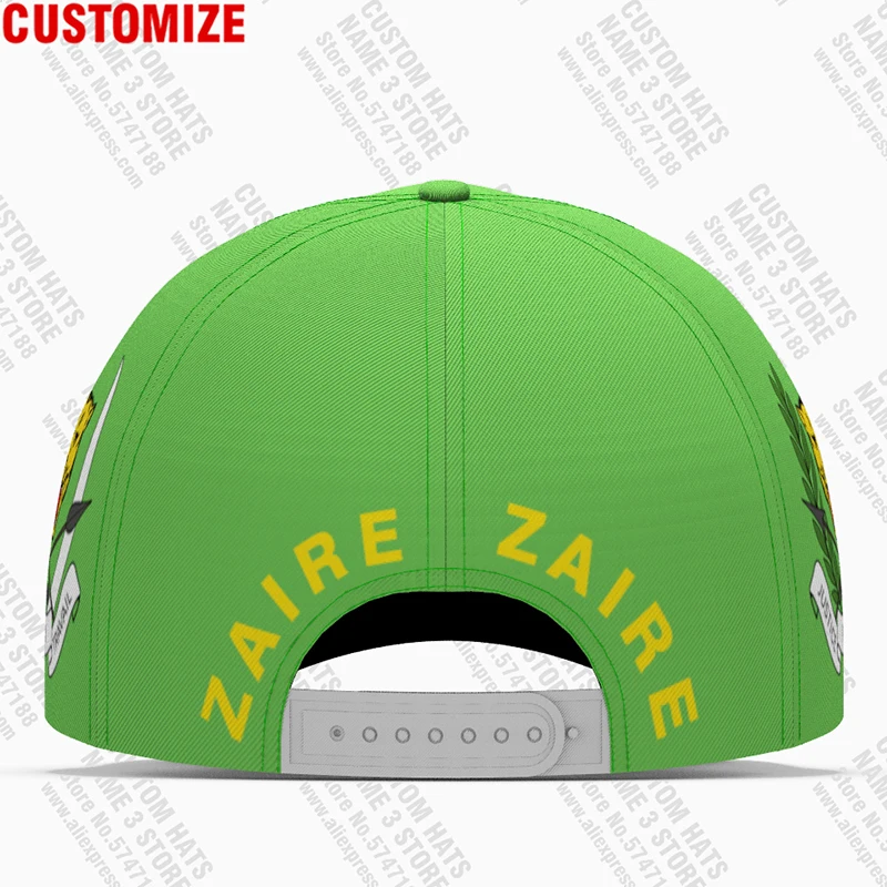 Zaire Baseball Cap Free 3d Custom Made Name Team Logo Hats Zar Country Congo Nation French Kinshasa Rdc Flags Headgear 1971 1997