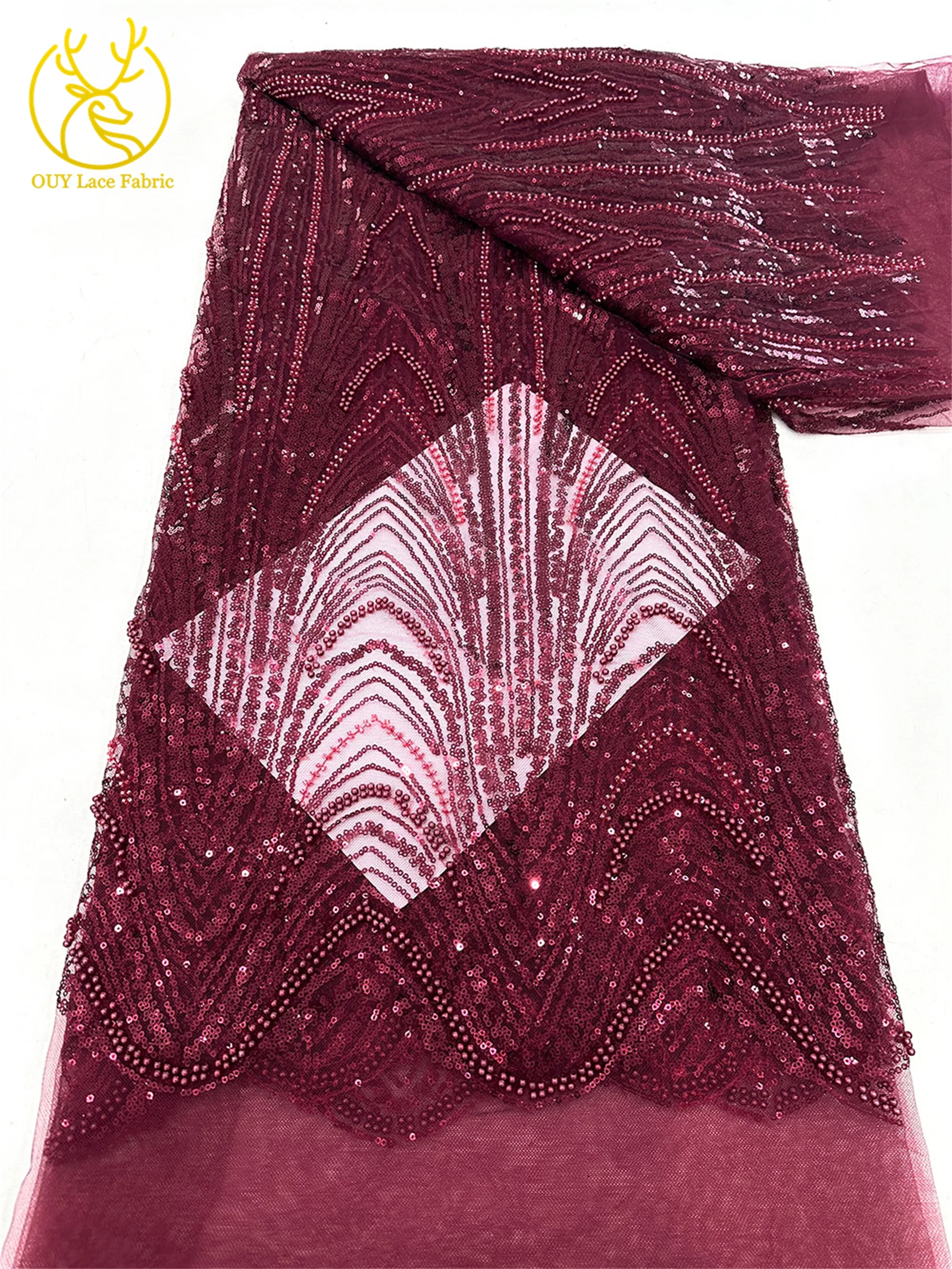 アフリカのビーズレース生地2025フランスのスパンコールチュール新郎刺繍エレガントなナイジェリアのブライダルガウンレース生地ウェディングドレス