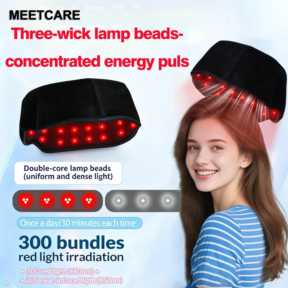 

Шлем для красно-световой терапии с 100 светодиодами (660 нм, 850 нм), 300 чипов LED, для лечения выпадения волос и стимуляции роста волос