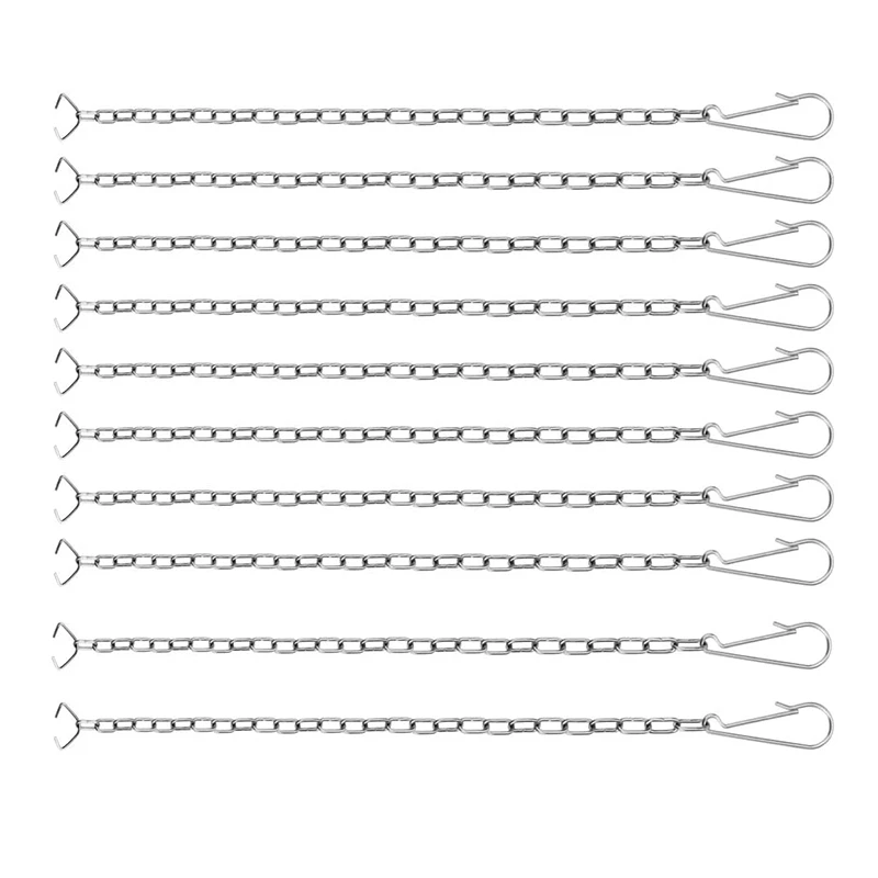 سلسلة معدنية مكونة من 10 قطع من سلسلة مقبض المرحاض المصنوعة من الفولاذ المقاوم للصدأ وسلسلة رفع المرحاض تناسب معظم زعانف المرحاض
