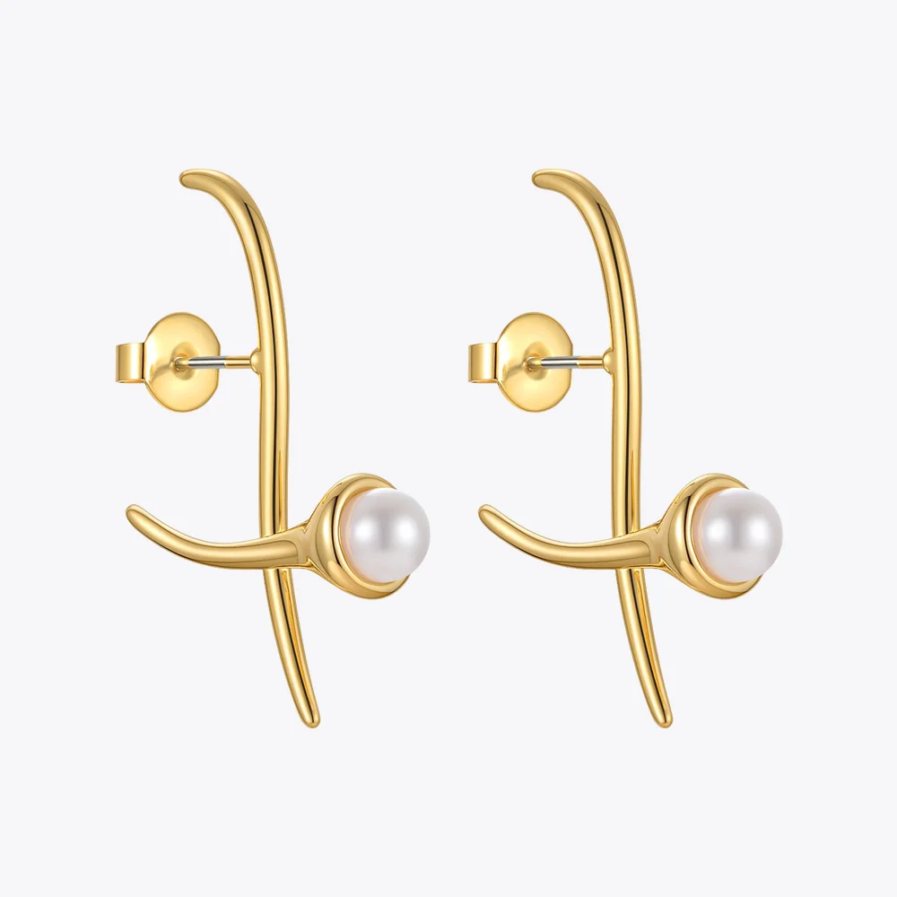 

ENFASHION Aesthetic Branch Pearl Earrings For Women Gold Color Piercing Stud Earring Fashion Jewelry Party Brincos E221348