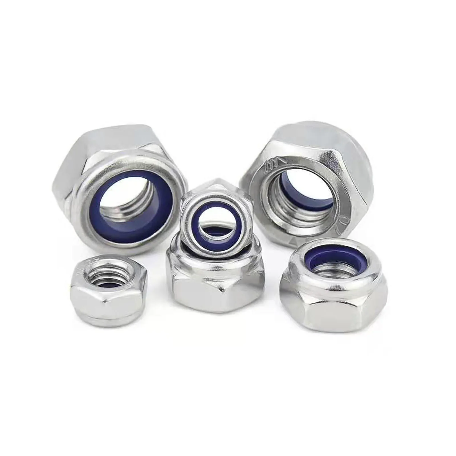316/201 Stainless Steel Left-Hand Thread /Counter Thread Nylon Locking Anti Loosening Nut Self-Locking Anti Slip Nut M3-M20