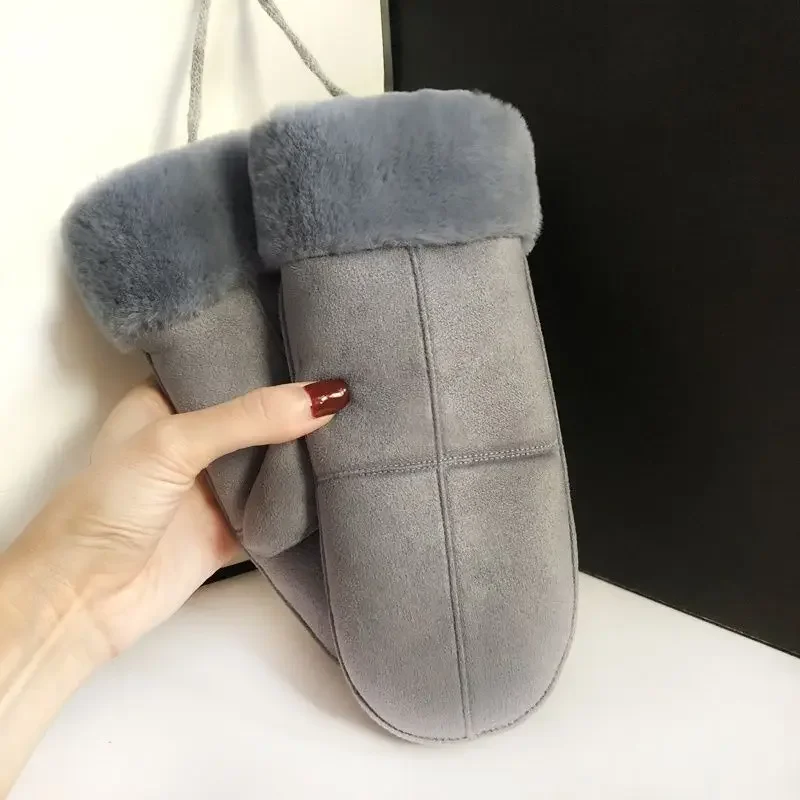 

Женские замшевые плюшевые висячие перчатки на шею, зимние теплые ветрозащитные перчатки для катания на лыжах на открытом воздухе, морозостойкие студенческие варежки, рождественский подарок