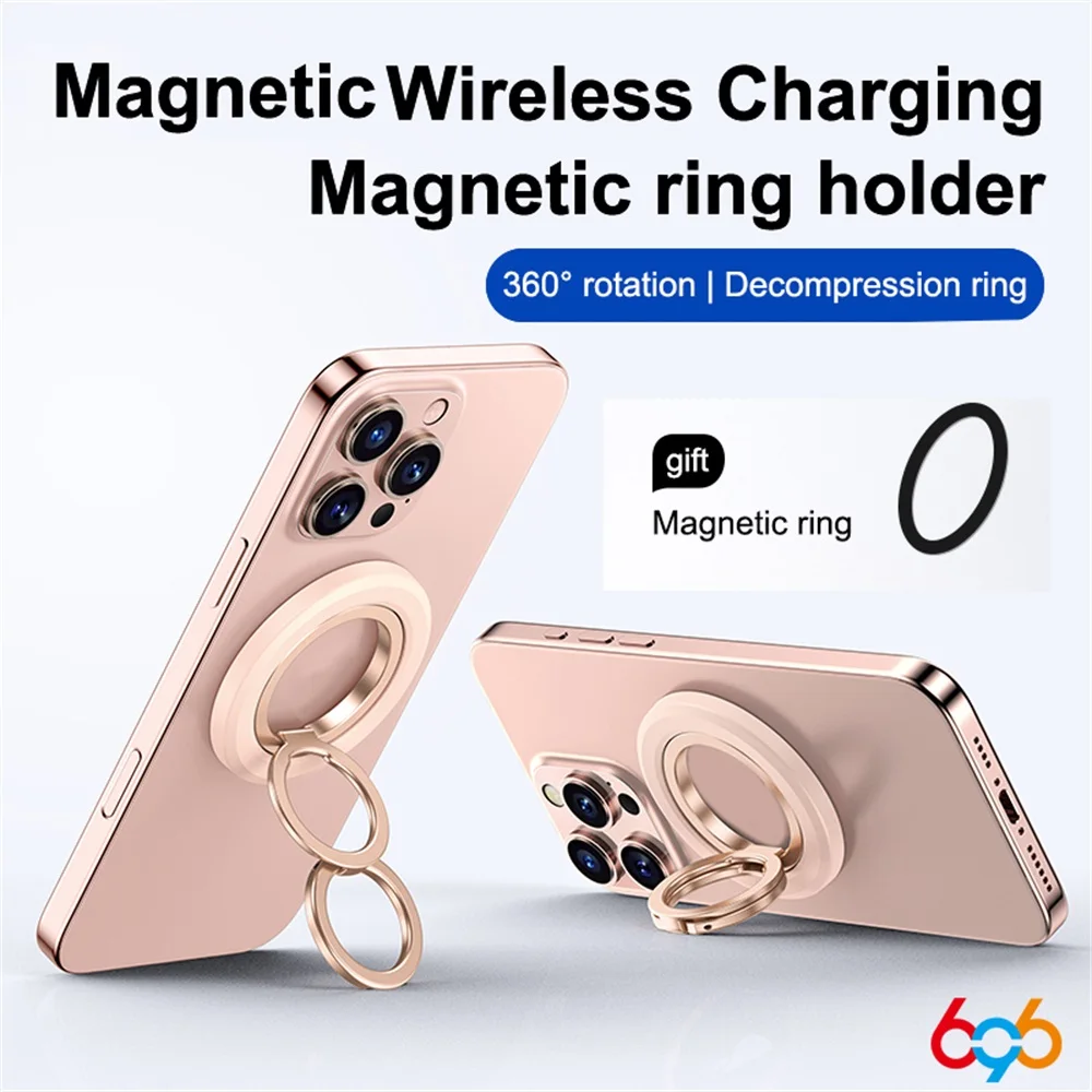 

Men Women Double Ring Magnetic Phone Holder Built-in Gears Universal Strong Magnet Folding Bracket Ring Holder Cellphones Stand