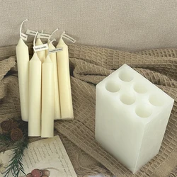 Molde cilíndrico de silicona para velas, fabricación artesanal hecha a mano, tira larga, cónica, aromaterapia, jabón, epoxi, decoración del hogar, cena, 6 uds.