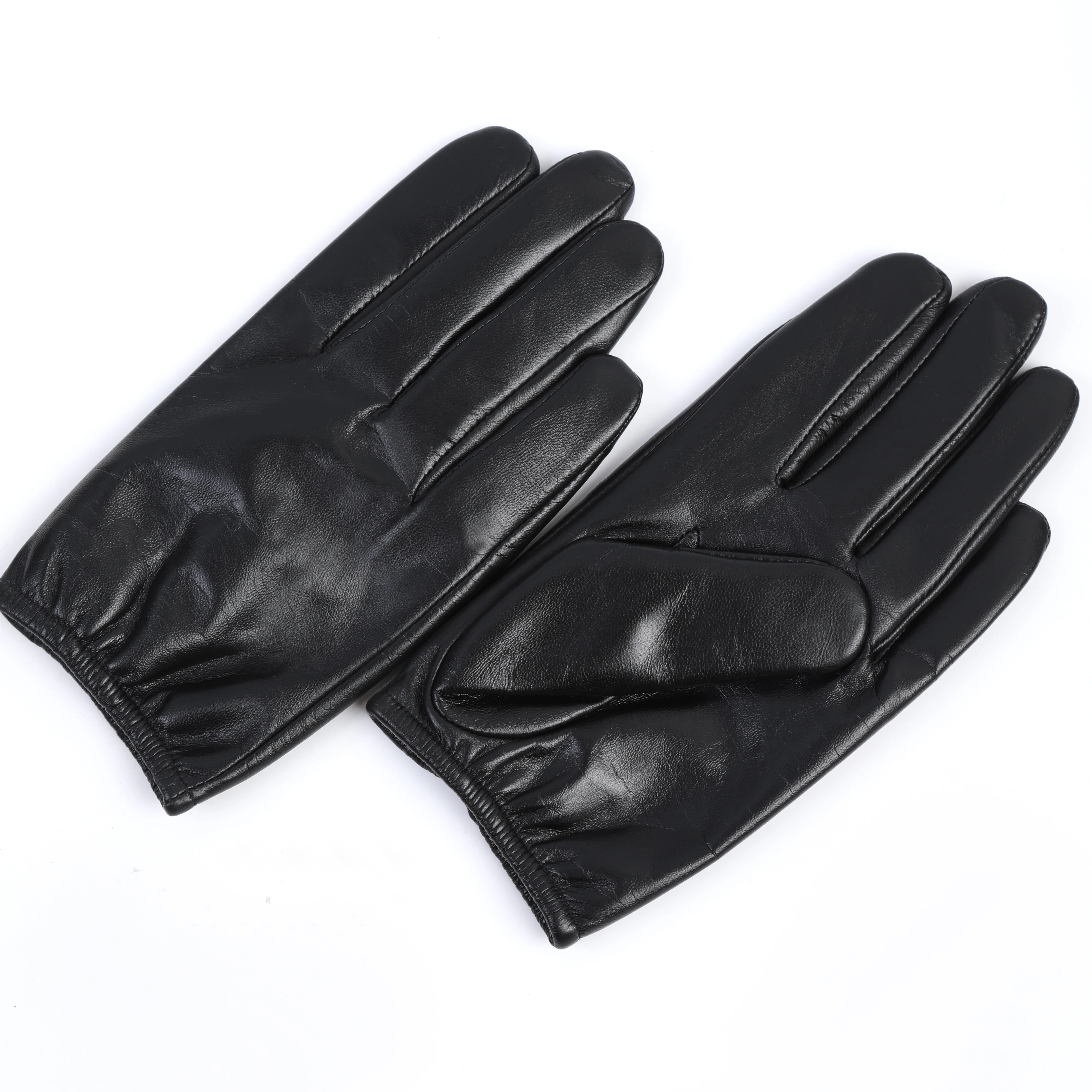 Spring Autumn Winter Goat Leather All Fingers Touch Screen Customized High-End Black Long Glove Shand Warmer  Men Tactical Army