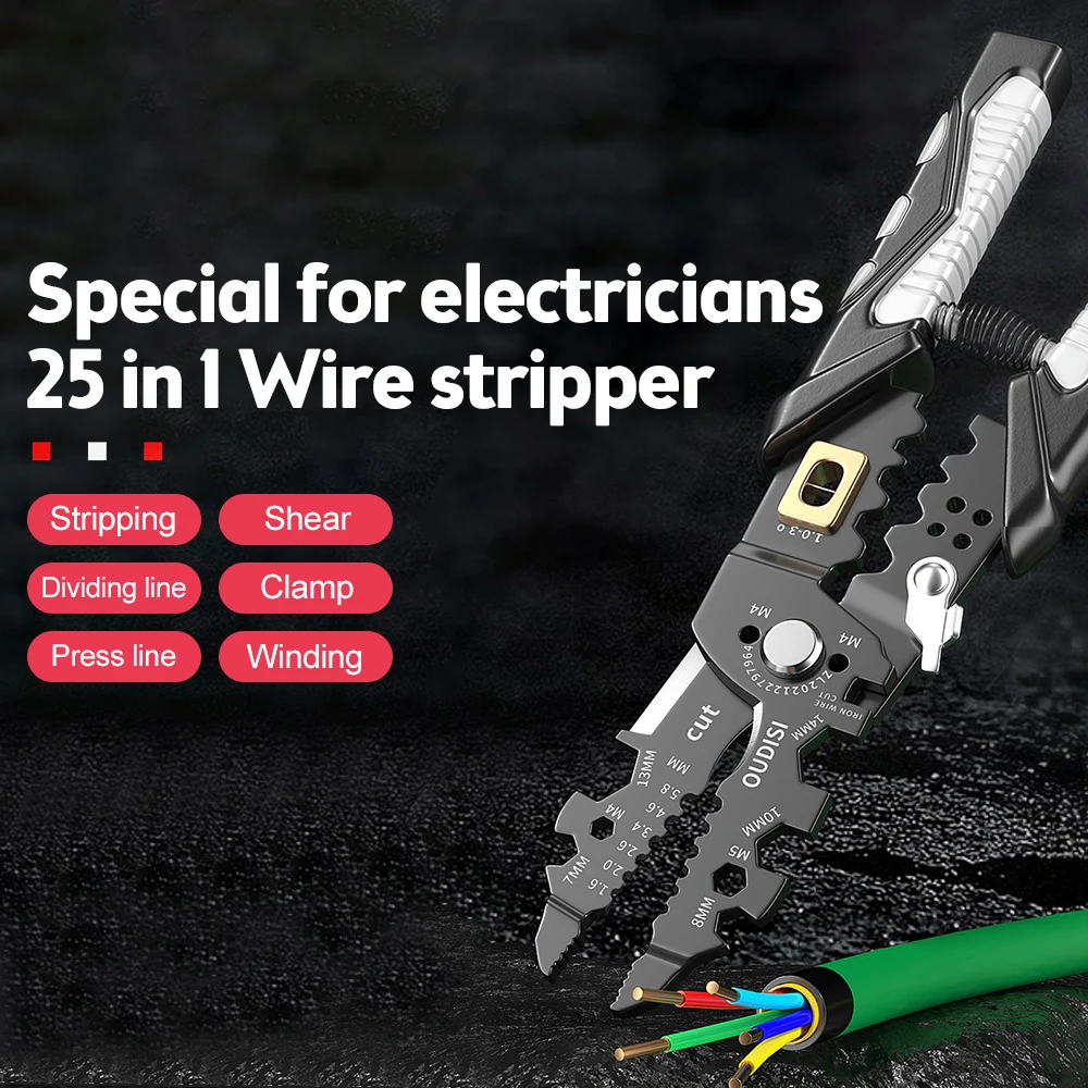 Multifunctional Electrician Pliers Long Nose Pliers Wire Stripper Cable Cutter Terminal Crimping Hand Tools