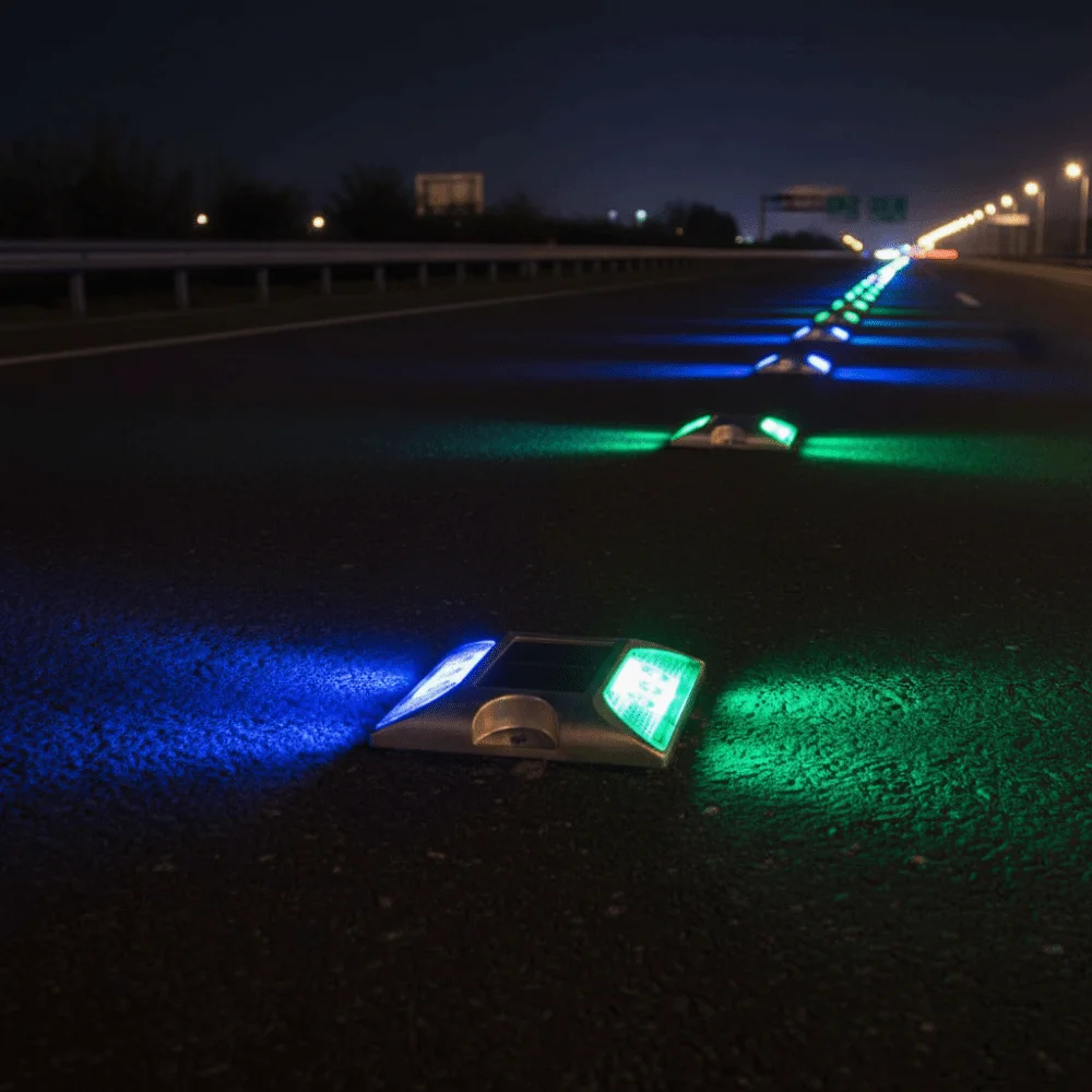 Solar Powered Solar Road Stud Light Portable Outdoor Lighting Traffic Marker Light Double Side Flashing LED Ground Light