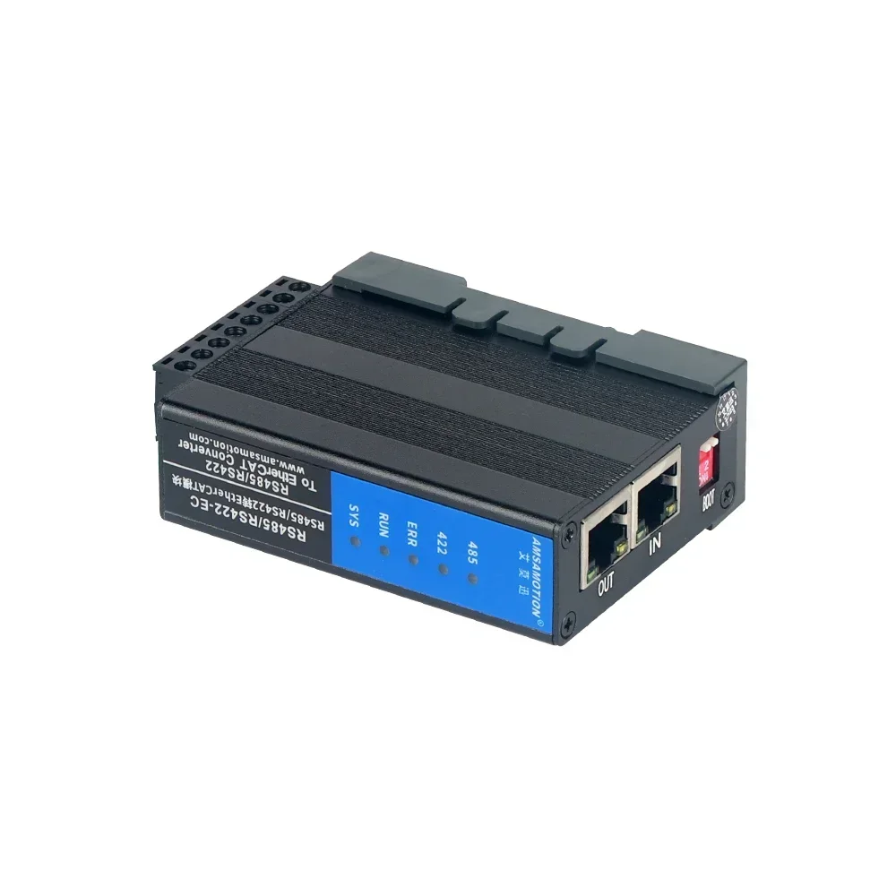 RS485/RS422-EC EtherCAT protocol to MODBUS RTU module supports the conversion of the RS485/RS422 serial port to RJ45 port