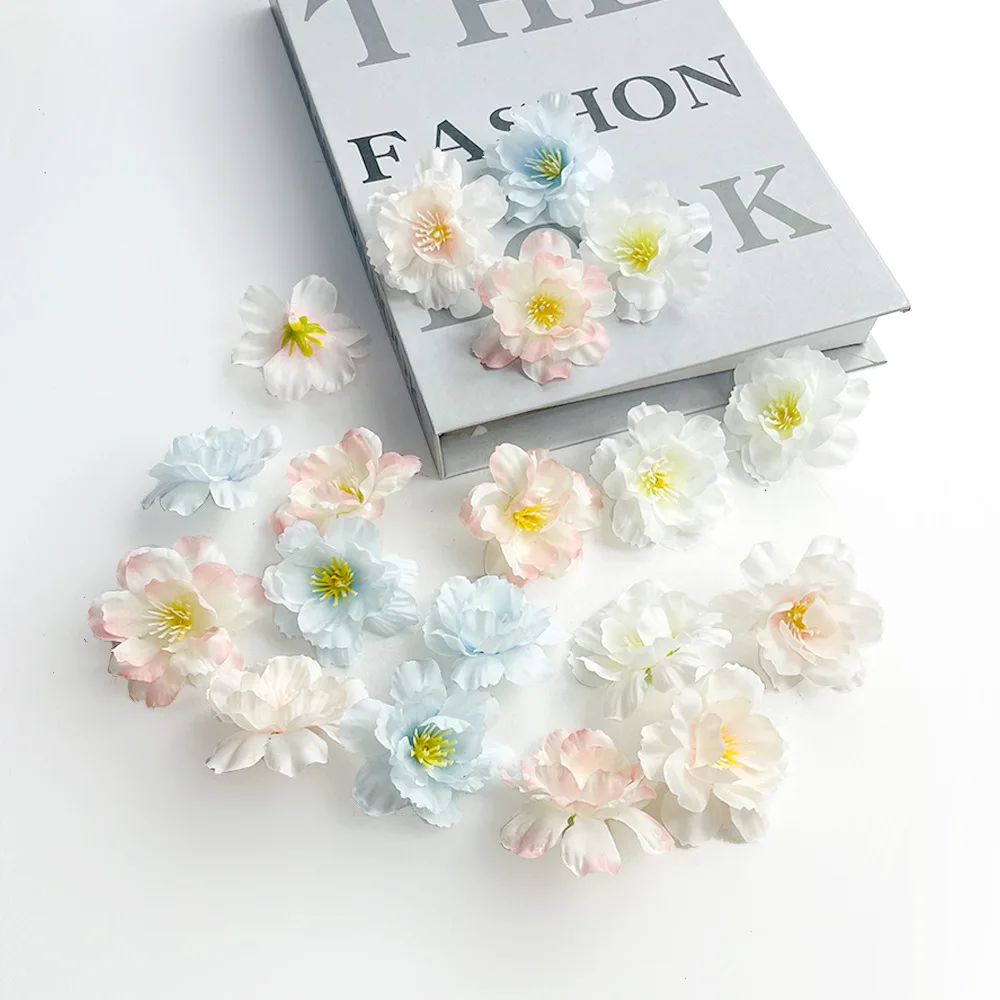 

100pcs Artificial Cherry Blossom Head Stamen Flower For Wedding Bridal Bouquet Home Decoration Headdress Hairpin Decoration