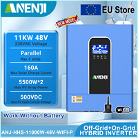 11KW Hybrid Solar Inverter 6.2KW 48V 230V Pure Sine Wave Off/On Grid Inverter PV 500V 160A  MPPT Solar Charger Dual PV Input