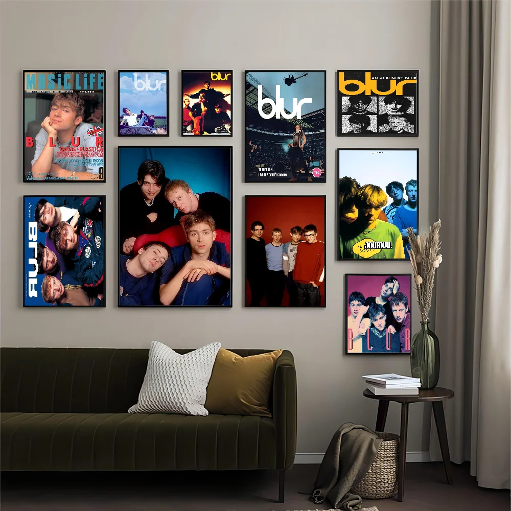 

Blur Popular Rock Singer Vintage Posters Sticky Retro Kraft Paper Sticker DIY Room Bar Cafe Kawaii Room Decor