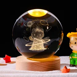 Hello Kitty Crystal Ball Night Light New Sanrio Kuromi Anime 3D Glass Ball Table Lamp Home Decor Toys Christmas Gifts Hot Sales