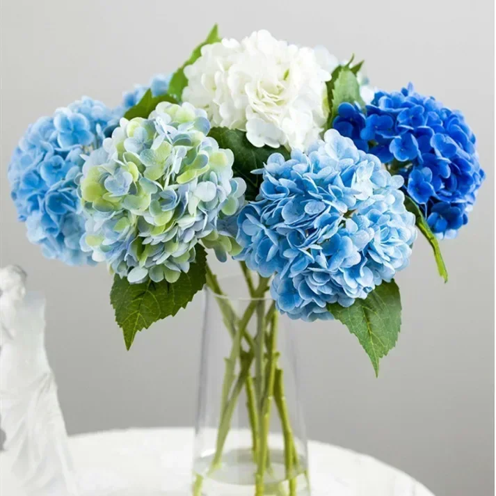 

Artificial Hydrangea Bouquet with Real Touch DIY Wedding Bridal Bouquet Home Decoration Arrangement Large Blue Hydrangea