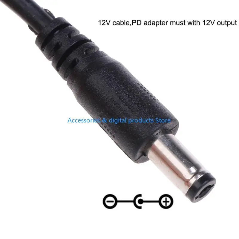77JD 12V Output Power Cord USB C Input with Multiple Adapter Tip for Various Electronic Devices Speakers Fan Routers