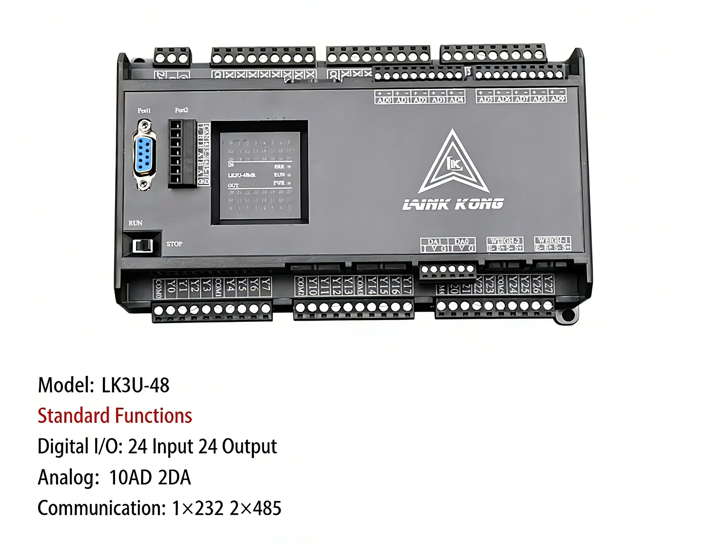 

FX3U LK3U 48MR 48MT-10AD2DA Shell 8-axis Pulse FX3U Controller RS485