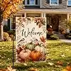 Hello Fall Highland Cow Garden Flag 12x18 Double Sided Burlap, Autumn Maple Leaves Sunflower Yard Flag for Outside Decor, Ou jjp