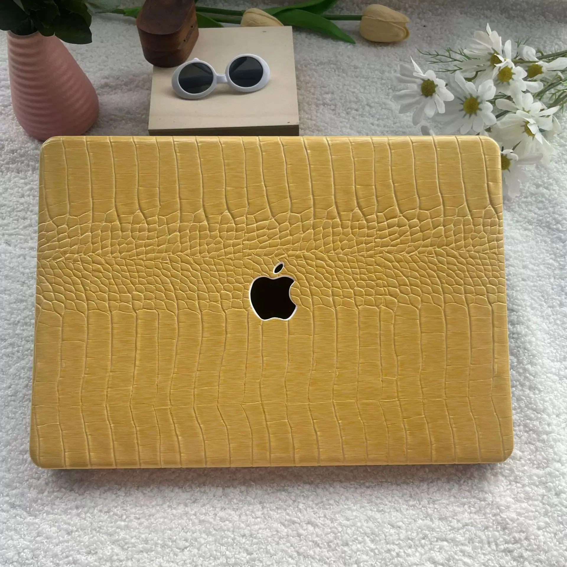 Odpowiedni do MacBooka Air Pro 13 14 15 cali, cienki futerał ze skóry PU z teksturą krokodyla, zapewniający ochronę. — zdjęcie produktu 4