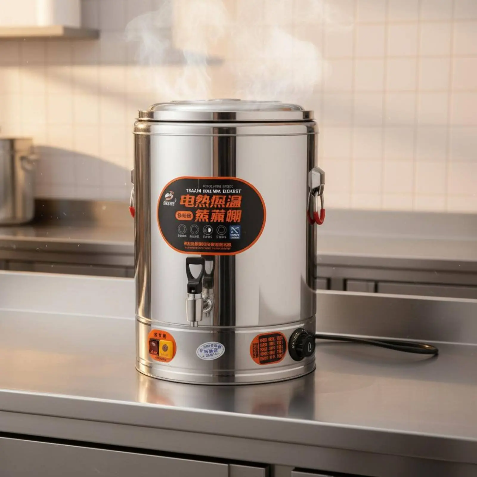 

Electric Insulated Barrel Keep Warm Function Electric Soup Kettle Professional Beverage Urn with Spigot Anti-Dry Char Protection