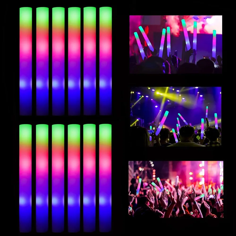 

Glow Sticks Bulk, 52 LED Foam Sticks Light Up Party Gifts, Glow in The Dark Party Supplies Party Concert Halloween Christmas