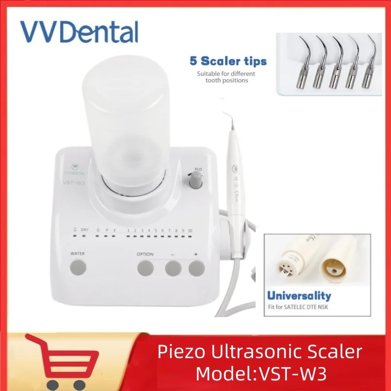 Escalador Ultrasónico Piezoeléctrico Dental VV VST-W3 para Blanqueamiento Dental y Eliminación de Sarro con Mango VS Compatible con Limpiadores DTE/SATELEC