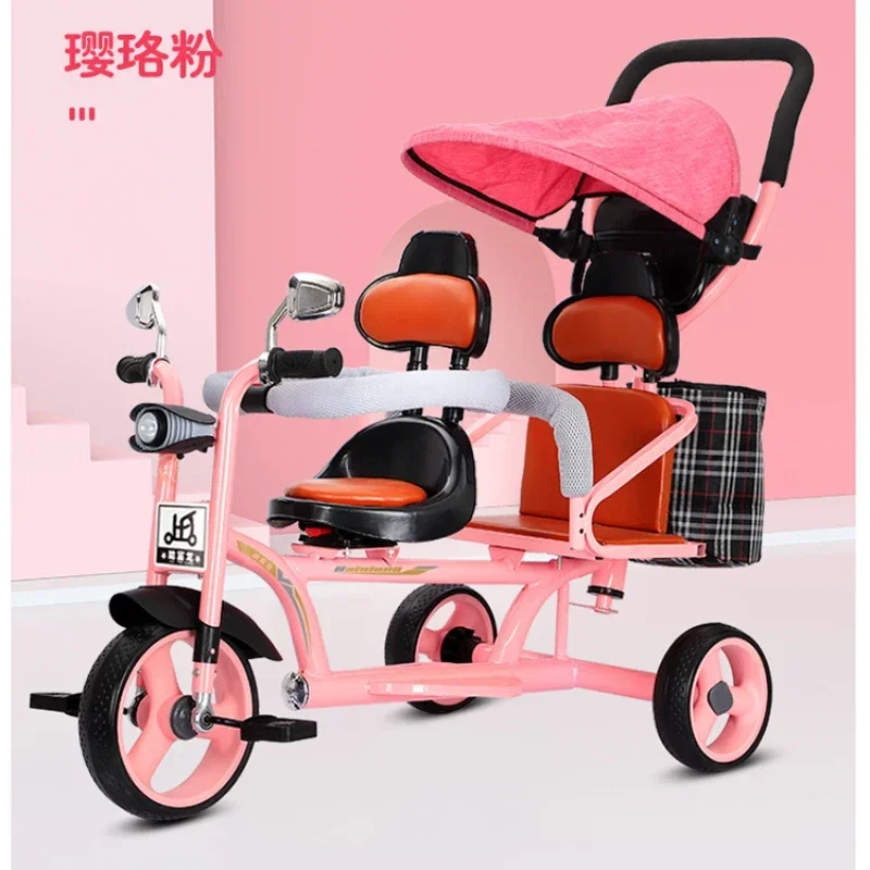 Twin Children Tricycle Double Baby Stroller Baby Bicycle Baby Bike 1-3-7-year-old Large Stroller