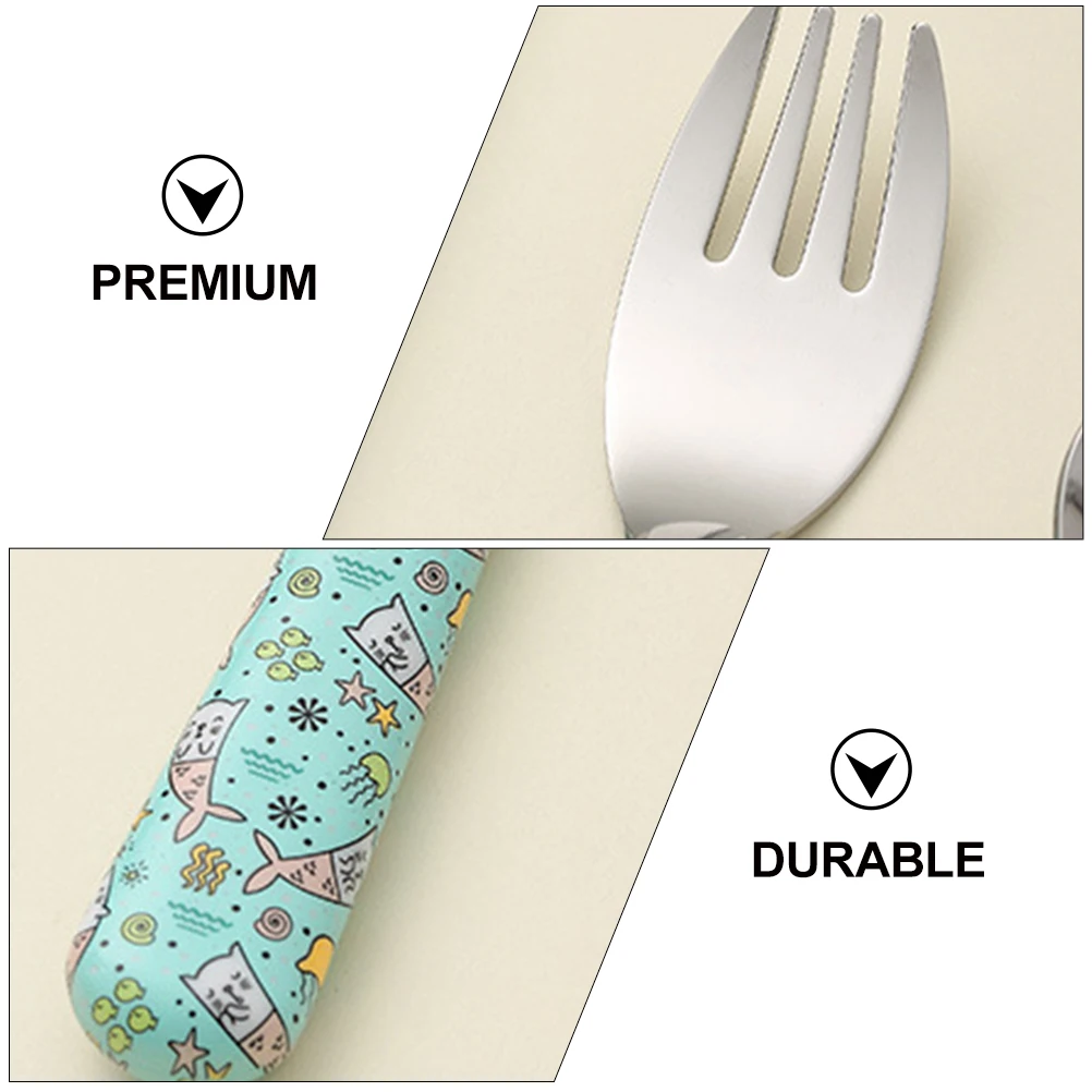 

1Set Kids Cutlery Kit Stainless Steel Durable Safe Easy Clean Mirror Polished Practical Tableware Silver Kids Tableware Kit