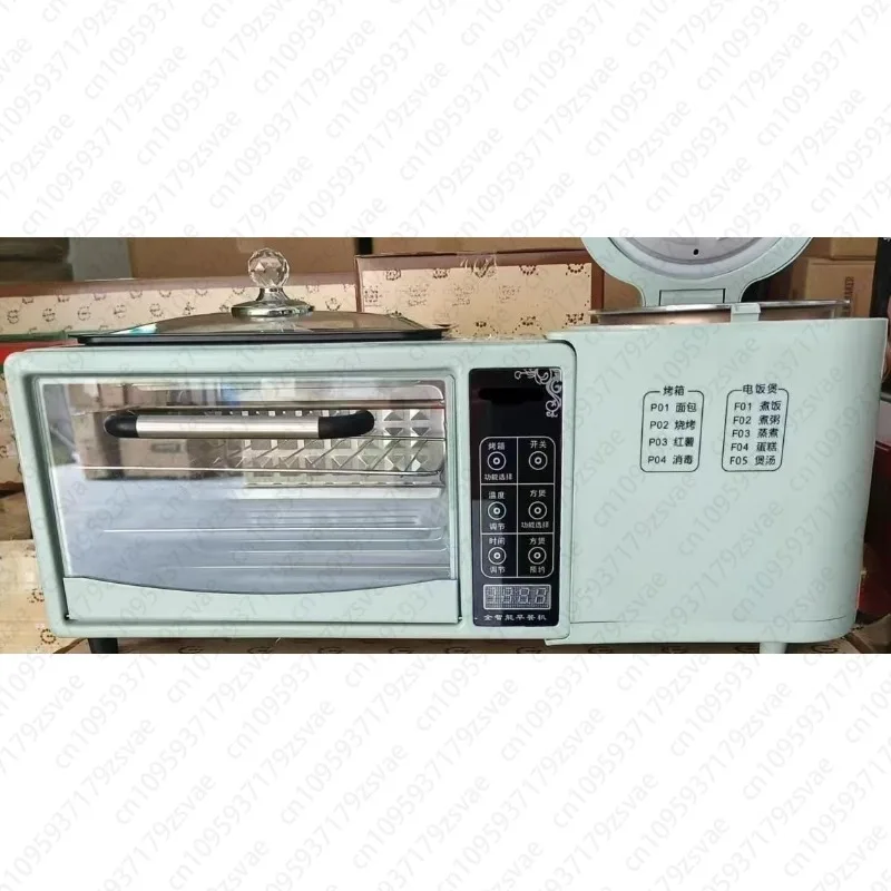 Multi-functional Breakfast Machine, Four-in-one Frying and Roasting Pan, Electric Oven, Rice Cooker, Toaster, Sandwich Machine