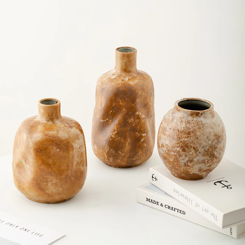 

Ceramic vase, retro wabi-sabi style, rough earthenware pot, flower arrangement item, light luxury, high-end