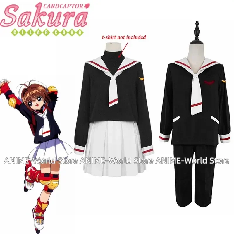 High Quality Anime Cardcaptor Sakura Cosplay Costume Kinomoto Sakura Li Syaoran School Uniform Outfit Dress Halloween Costumes