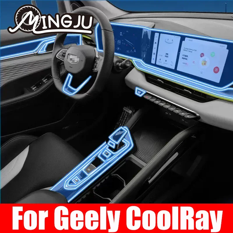 For Geely COOLRAY 2022 2023 2024 Accessories Car interior film transparent TPU Gear Panel Center Console Anti-scratch Sticker