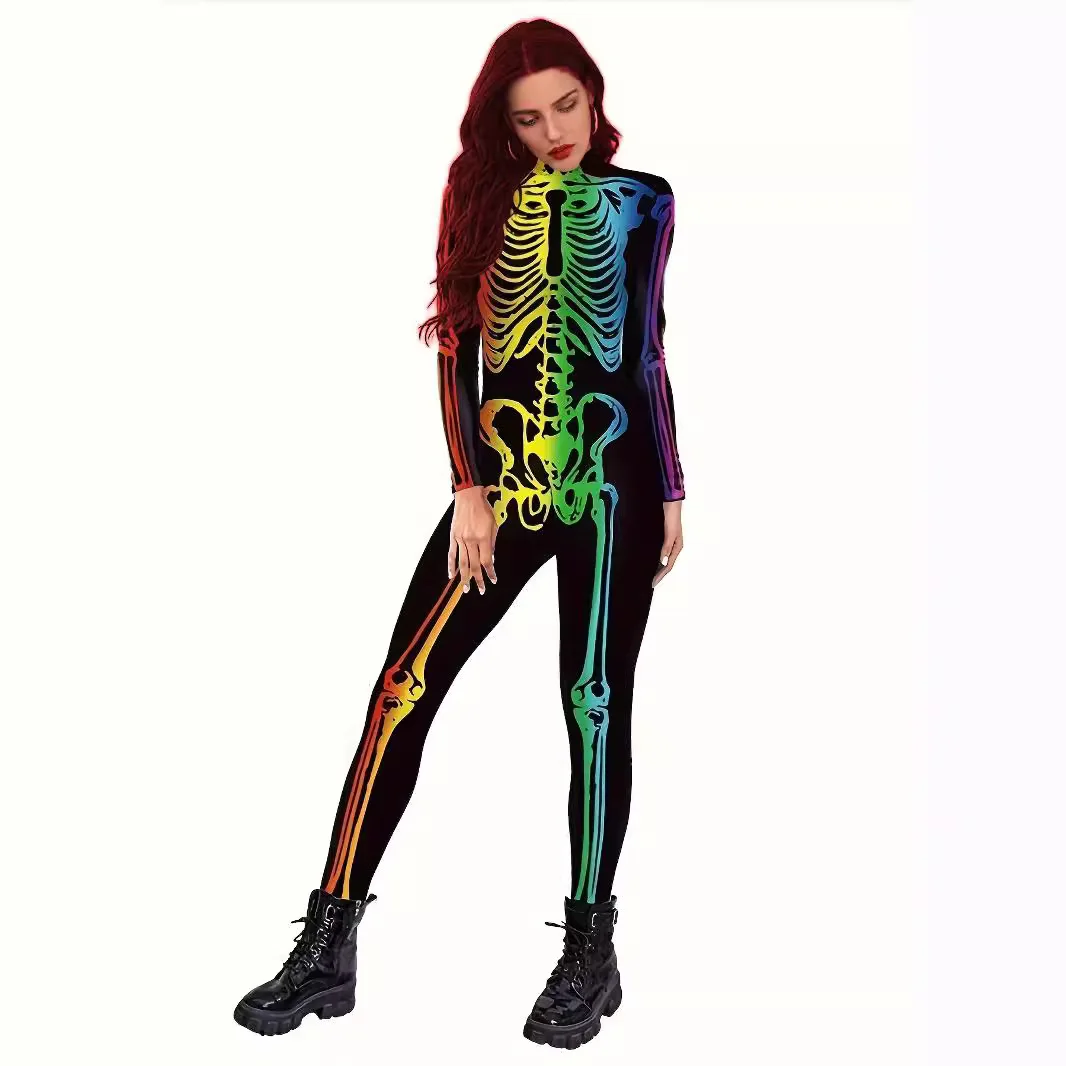 Halloween Men and Women Horror Night Skeleton Skeleton Halloween Haunted 3D Digital Printing One Piece cosplay
