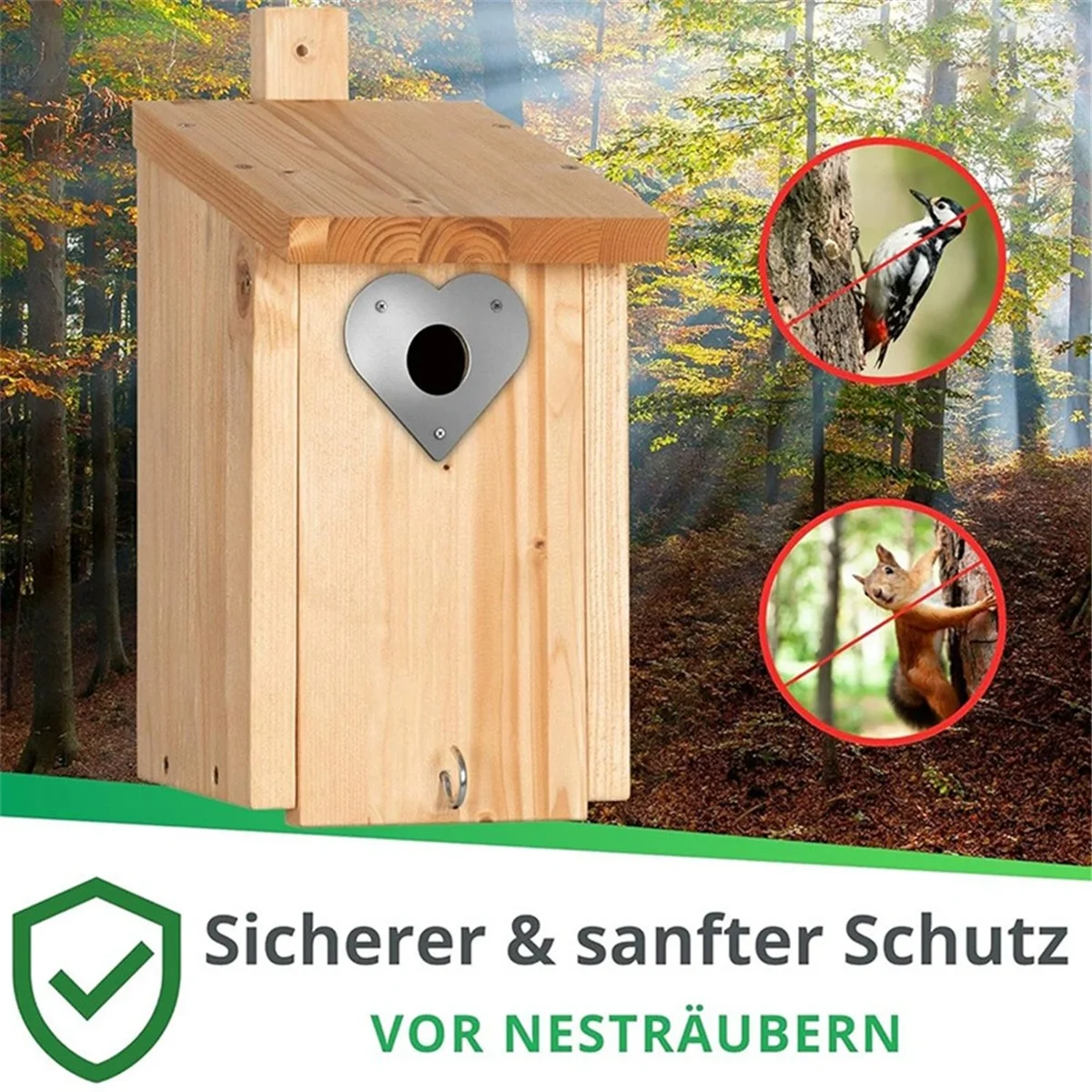 A002 Woodpecker Protection for Nesting Box and Bird House - Extra Safe Flight Hole Protection for Nesting Boxes (28 + 32 mm)